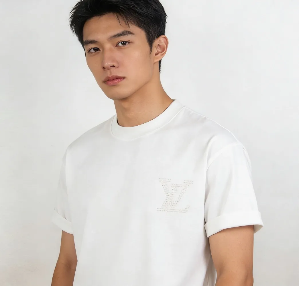 Louis Vuitton/Louis Vuitton 26ss pearl letter print short sleeves